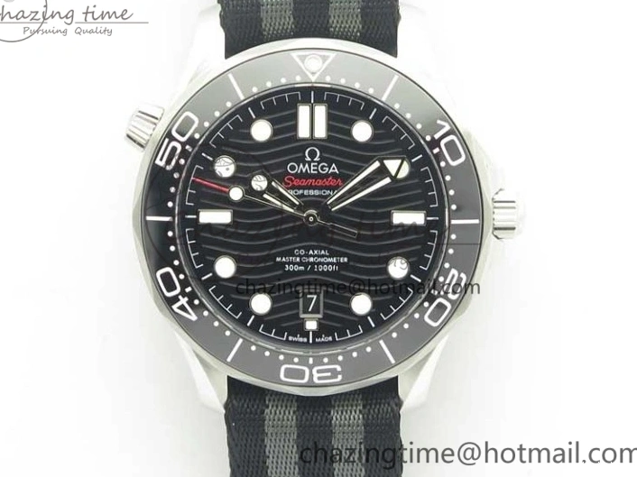 0107 2018 Seamaster Diver 300M VSF Best Edition Black Ceramic Dial on Black Gray Nato Strap A Unique 8057